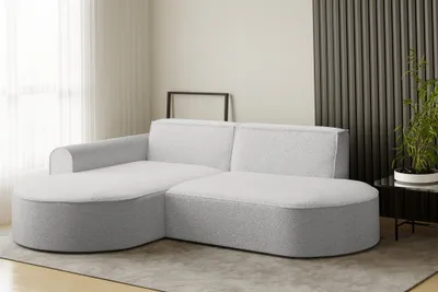 Produktbild von Ecksofa Designersofa BONDY in Stoff Ascot Grau Ottomane Links