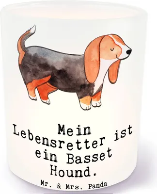 Produktbild von Mr. & Mrs. Panda glas kerzenhalter Basset Hound Lebensretter - Transparent - Geschenk, Windlicht, Teelichthalter
