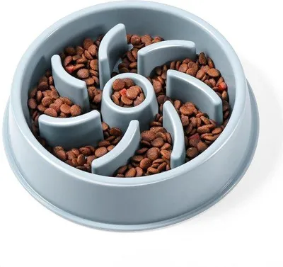 Produktbild von Famanu Anti-Schluck Futterbar für Hunde und Katzen - verzögert das Fressen - rutschfeste Unterseite - 20,8 x 5 cm - blau