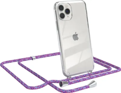 Produktbild von EAZY CASE Handykette kompatibel mit Apple iPhone 11 Pro, Handyhülle mit Umhängeband, Handykordel, Schutzhülle Clear, Band in Bunt