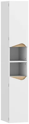 Produktbild von Badezimmerschrank Schmal Hochschrank mit 2 Türen, 2 Offenen Fächern, für Badezimmer 30 x 34,6 x 182 cm Weiß