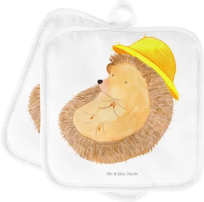 Produktbild von Mr. & Mrs. Panda Topflappen Igel Beten - Weiß - Geschenk, Dankbarkeit, Kochlappen, Topfuntersetzer, Sonnenhut, topfhalter, Genießen, Lustige Sprüche, Gott, Topflappenset