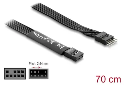 Image de DeLOCK 86058, noir, 1 x 9 broches, 1 x 9 broches, 0,7 m, mâle/femelle, 1 pièce