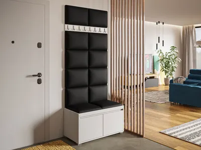 Obrázek produktu pro Předsíňová stěna s nástěnnými čalouněnými panely CLENZE 8 - bílá / černá