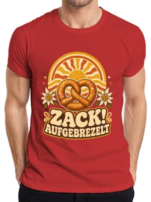 Obrázek produktu pro Zack! Tradiční bavorské suknice, košile s motivem edelweiss, pánské tričko, červená barva, velikost XXL