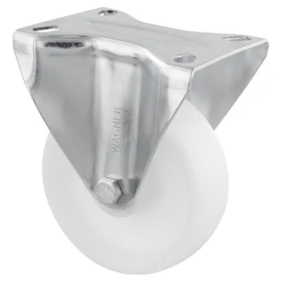 Produktbild von WAGNER Bockrolle/Möbelrolle Ø 100 mm, Transportrolle mit Rollenlager, Stahl verzinkt, weiß, Tragkraft 70 kg - 04330001