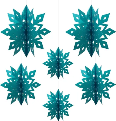 Produktbild von Oblique Unique 3D Schneeflocken 6er Set Eiskristalle Deckenhänger Deko für Weihnachten Winter Weihnachtsdeko - türkis