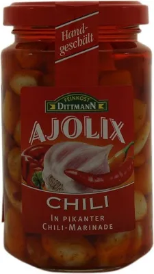 Obrázek produktu pro Delikatesy Dittmann Ajolix chilli stroužky česneku s chilli marinádou 225g