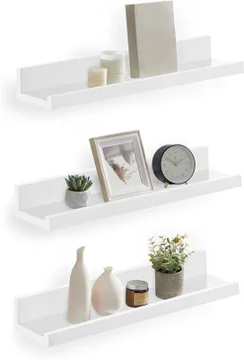 Produktbild von Famanu Wandregal Set von 3 - Hochglanz, 38 x 10 cm, moderne schwebende Regale, weiß
