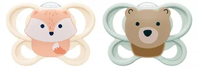 Zdjęcie produktu dla Silikonowy smoczek NUK Perfect Match Air FOX/BEAR 0-2m 2sz box, vel. 0-2 m