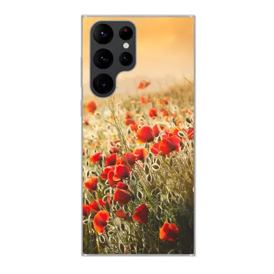 Produktbild von MuchoWow® Handyhülle Schutzhülle Hülle für Samsung Galaxy S22 Ultra Sonnenstrahlen über einem Mohnblumenstrauß Silikon Softcase Handy Hülle - Abbildung