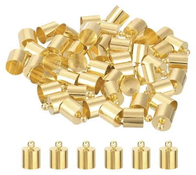 Produktbild von Lederkordel Endkappen - 9mm Außendurchmesser Säulenfassungen für DIY Schmuckherstellung - 50 Stück - Hellgolden