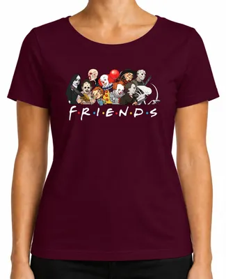 Immagine prodotto di Maglietta FRIENDS Horror Ikonen Pennywise Chucky Michael Jason Freddy Fans Damen, Borgogna, L
