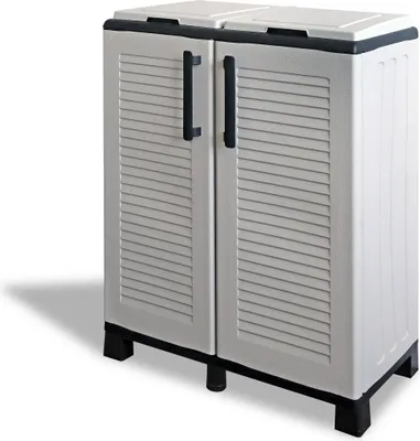 Produktbild von Schrank Linea Family 2DV/2 Varikin, wetter- & feuchtigkeitsbeständig, geruchsneutral, 680x370x900 mm, Grau/Anthrazit