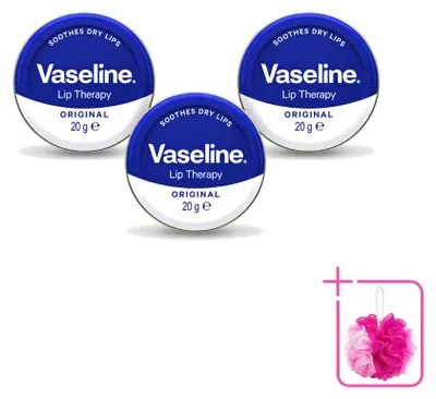 Image de 3 baumes à lèvres Vaseline Original, 20 g chacun - Pack économique - 3 pièces