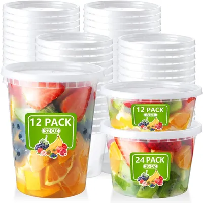 Produktbild von Frischhaltedosen Vorratsbehälter mit Deckel - 48-teilig - 236, 473 und 946 ml - BPA-frei - Mikrowellengeeignet