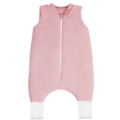 Produktbild von DOLCE SONNO Musselin Babyschlafsack mit Beinen und Sockenfunktion - 2,5 TOG Ganzjahresschlafsack - Baby Schlafsack mit Füßen - 100% Baumwolle - Größe M