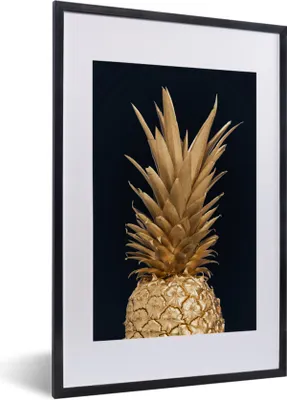 Produktbild von MuchoWow® MuchoWow® Gerahmtes Poster Ananas - Obst - Gold 40x60 cm - Poster mit zchwarzem Bilderrahmen - Poster in Rahmen