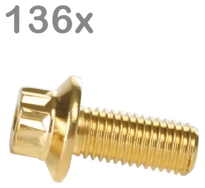 Productafbeelding van 136 wielbouten M7x16, roestvrij staal, goudkleur, geschikt voor BBS, Rial, Schmidt, O.Z., Dynatech, Carline velgen