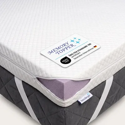 Produktbild von Topper SOFT Plus 180x200cm, Memory Foam Matratzentopper, geeignet für Federkern & Schaumstoff Matratzen, H2, Matratzenauflage Höhe 7cm