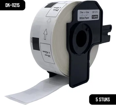 Produktbild von DULA Brother Compatible DK-11215 - Voorgestanst label - 5 rollen - 29 x 42 mm - 700 labels per rol - Zwart op wit - Papier