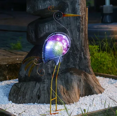 Produktbild von LED Solar Gartenfigur Paradiesvogel - 10 kaltweiße LED - H: 57cm - Dämmerungssensor - bunt
