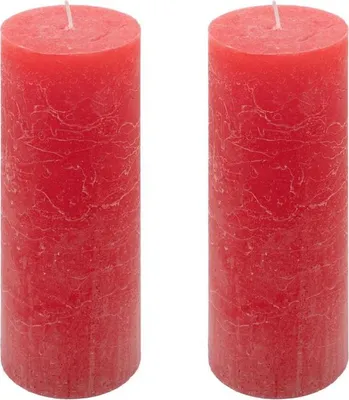 Zdjęcie produktu dla Zestaw świec rustykalnych, 20 cm, Ø 7,5 cm, czerwony, 2 szt.