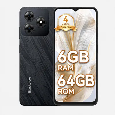 Produktbild von Blackview Wave 8C 6.56" Handy Ohne Vertrag, 6GB+64GB, Dual SIM, 5000mAh,Face ID, 13MP+ 8MP Kamera, 4G, Dusk black