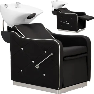 Produktbild von Waschstation Friseurbedarf Ovo für Friseursalons Barber bewegliche Keramikschüssel Armatur Wasserhahn Handbrause