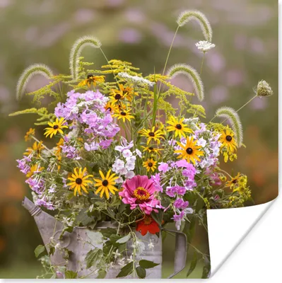 Produktbild von MuchoWow® Poster Blumen - Gießkanne - Farbe 100x100 cm - Babyzimmer