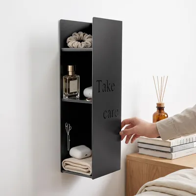 Produktbild von Wandregale mit 3 Ebenen - Metall Wandregal in Schwarz für Badezimmer und Flur