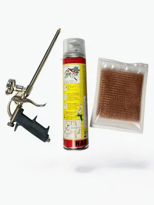 Produktbild von Hagopur IPF Schaum Set mit Kupfergitter und Schaumpistole – Mechanische Abdichtung & Verstärkung für Fugen und Hohlräume