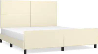 Zdjęcie produktu dla Rama Łóżka Z Zagłówkiem, Kremowa, 160X200 Cm, Sztuczna Skóra Lumarko!