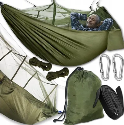 Produktbild von 2-Personen Outdoor Hängematte mit Moskitonetz für Camping