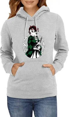 Produktbild von Damen Kapuzenpullover Demon Anime Slayer Tanjiro Kamado 013, Lady XS / Grau
