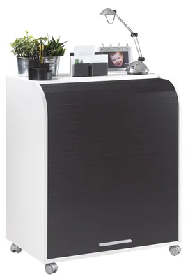 Produktbild von SIMMOB Mobiler Schreibtisch Sekretär Computertisch mit Laufrollen 93,9 x 79,2 cm, Farbe:Weiß-Schwarz