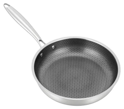 Immagine prodotto di Wok - Padella antiaderente - 28 cm - Rivestimento antiaderente - Acciaio inossidabile - Adatta per fornelli a gas e a induzione - Resistente al calore fino a 380 °C - Argento