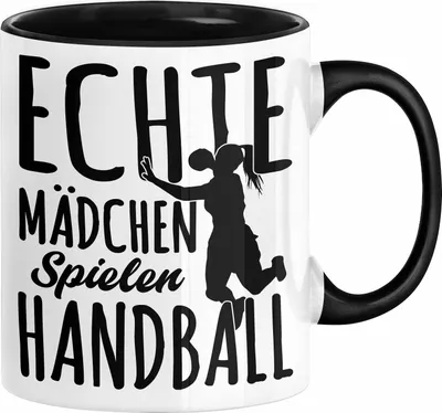 Produktbild von Mädchen Handball-Spielerin Tasse Geschenk Spruch Echte Mädchen Spielen Handball Geschenkidee Frauen (Schwarz)