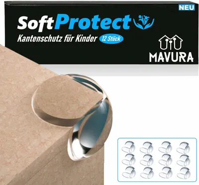 Obrázek produktu pro SoftProtect ochrana rohů ochrana okrajů stolu nábytek pryžová dětská bezpečnost dítě 12 kusů