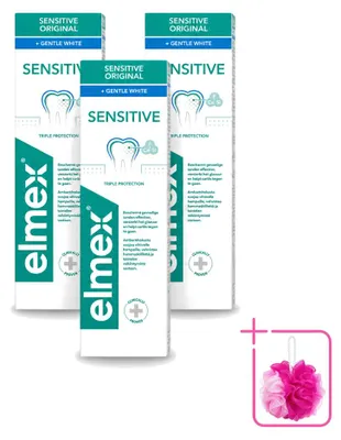 Imagen del producto de 3 tubos de pasta dental Elmex Gentle White - Triple protección - 75 ml - Paquete económico - 3 unidades