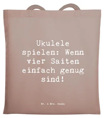 Produktbild von Mr. & Mrs. Panda Jutebeutel Spruch Ukulele Freude - Braun Pastell - Geschenk, Shopping Tasche, Musikunterricht, Instrument, Hawaii, Musik, Musiker, spielen, Laptoptasche