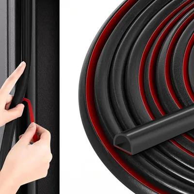 Produktbild von D-förmige Gummidichtungen 6 m, selbstklebend, für 3-6 mm Spalt, gegen Zugluft und Insekten
