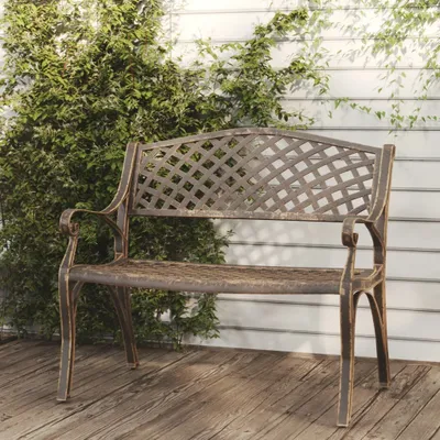 Image de The Living Store Banc de jardin 102 cm Fonte d'aluminium Bronzes