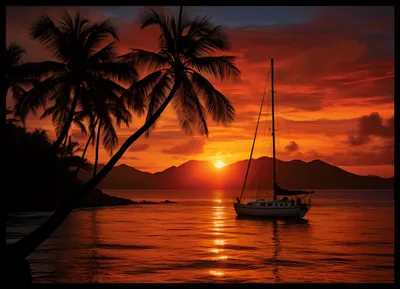 Image de Poster 70 x 50 cm Coucher de soleil tropical