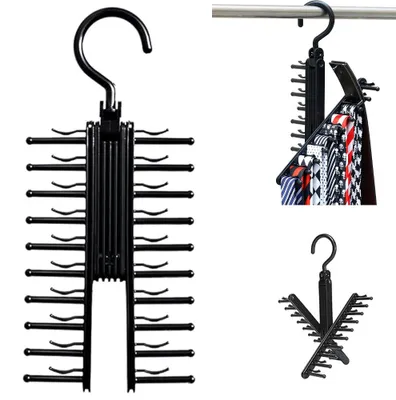 Immagine prodotto di Portacravatte – per 20 cravatte – girevole a 360° – organizer per cravatte – contenitore per cravatte, cinture, sciarpe e accessori – nero