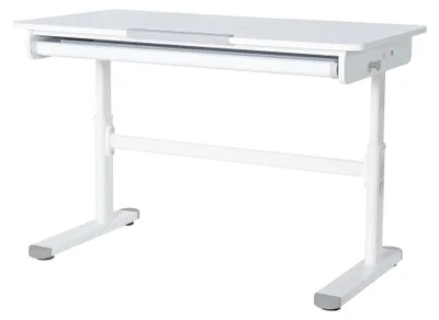 Produktbild von roba Kinderschreibtisch Smart Grow mit Schublade 110x60 cm - Schreibtisch für Kinder ab 6 Jahren - Höhenverstellbar 62-78 cm - Mit Haken - Weiß