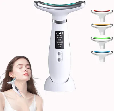 Immagine prodotto di Dispositivo per il massaggio facciale antirughe, dispositivo di bellezza per il viso con 3 modalità, V Face Beauty Meter a 45 °C, dispositivo per il viso per il rassodamento della pelle, dispositivo EMS per il lifting facciale