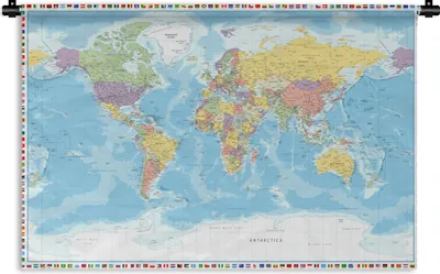 Produktbild von MuchoWow® Wandteppich Wandbehang Weltkarte - Flagge - Politik 120x80 cm Tapisserie Dekoration Wandtuch - Wanddekorationen - Wandtücher