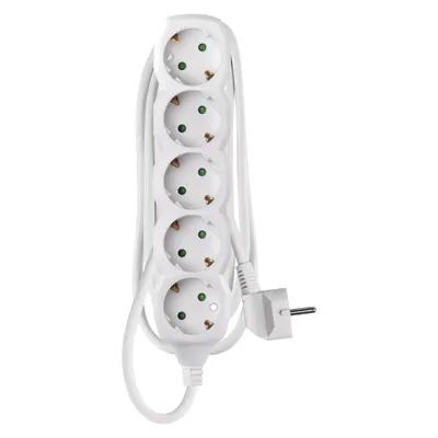 EMOS Steckdosenleiste 5-fach, 150 cm Kabel 1,5 mm2, Steckdosen 45° gedreht, 5-er Schuko mit erhöhtem