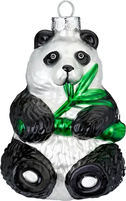 Produktbild von Christbaumschmuck Glas Panda mit Bambus 12cm schwarz / weiß